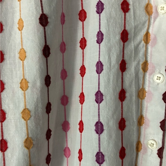 Loft | Embroidered Short Sleeve Colorful Button Down | M 🌸👕 - Picture 9 of 10